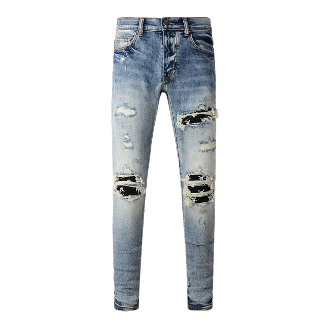 Amiri Distressed Slim Fit Jeans Light Wash Ripped