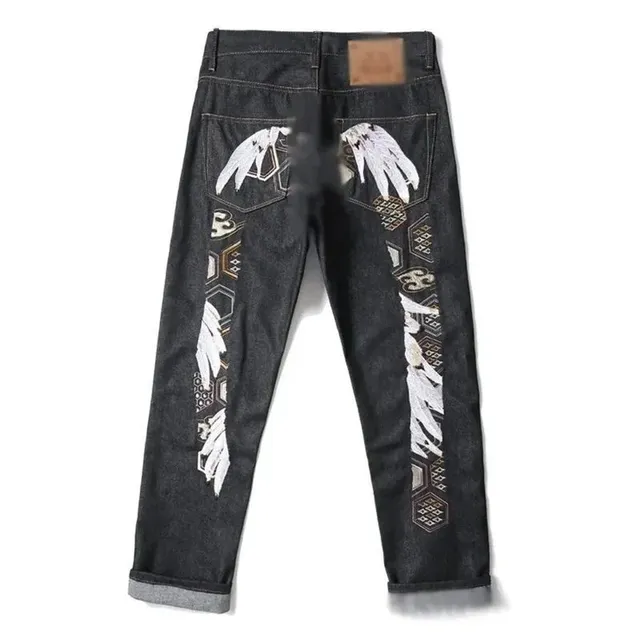 Neighborhood Embroidered Jeans Wing Motif