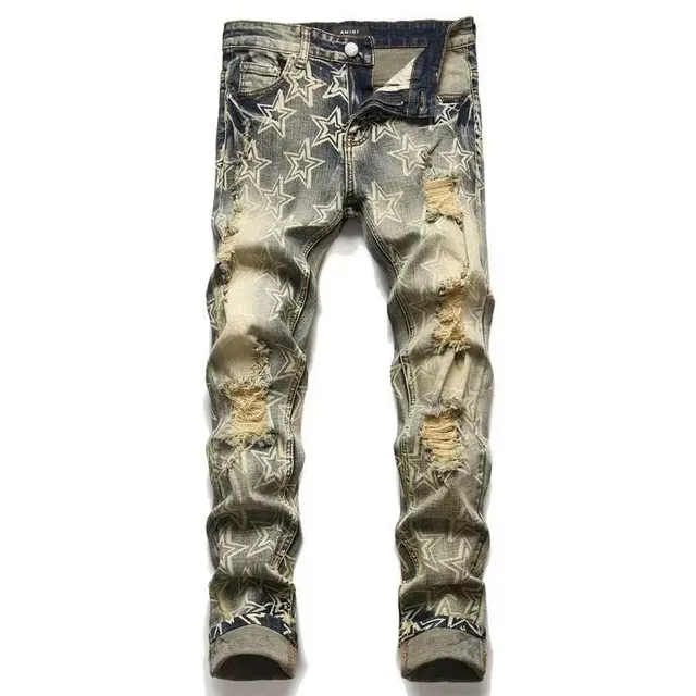 Amiri Star Print Distressed Jeans All-Over Star Print