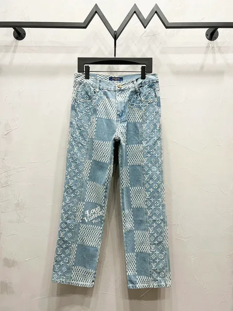 Louis Vuitton Patchwork Denim Jeans Monogram Checkered