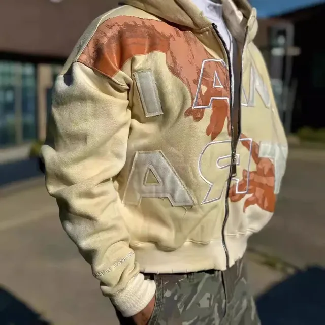 Amiri Zip-Up Hooded Jacket Distressed Graphic
