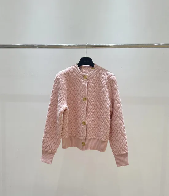 Bottega Veneta Cable-Knit Cardigan Diamond Pattern