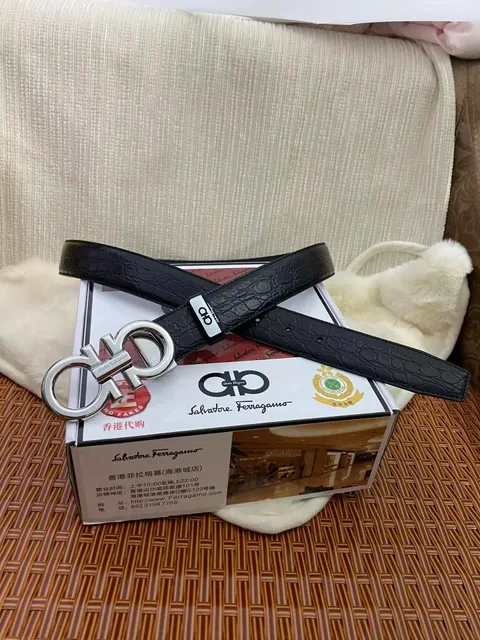 Ferragamo Gancini Belt Crocodile-Embossed