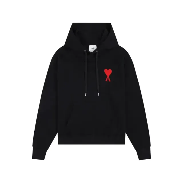 AMI Paris Heart Logo Hoodie Red Heart A