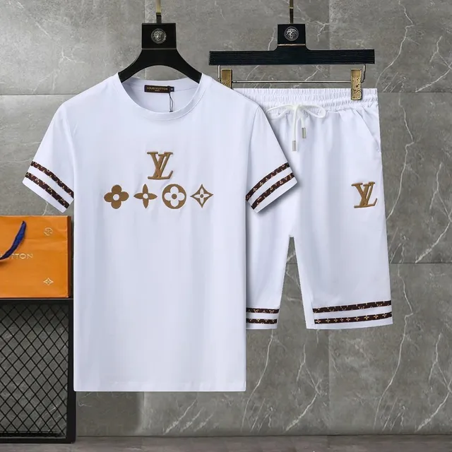 Louis Vuitton T-Shirt and Shorts Set Monogram Embroidery