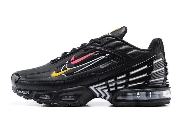 Nike Air Max Plus Triple Black with Volt and Pink Swoosh