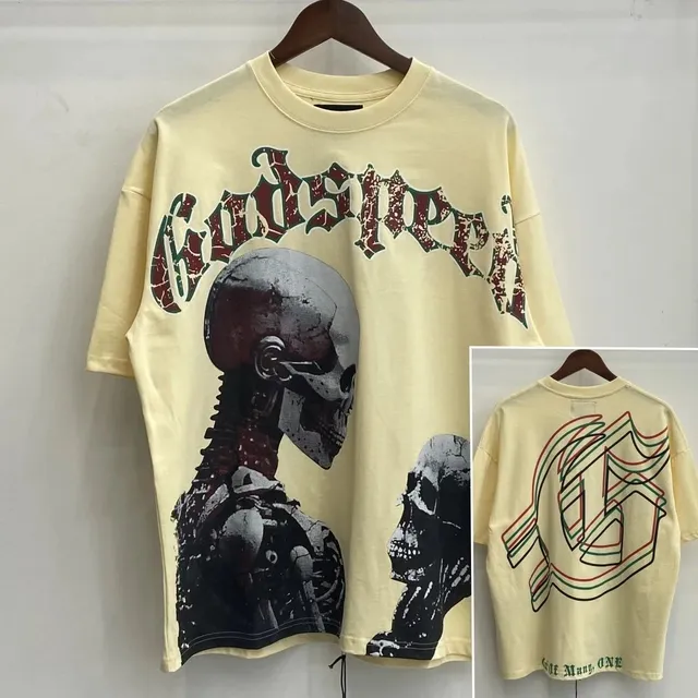 Godspeed Skull Graphic Tee Distressed Logo & Dual Skull Print