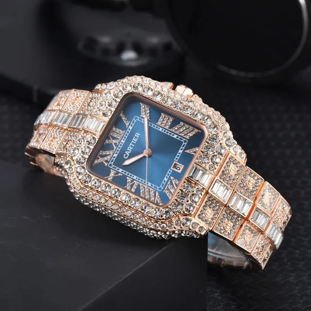 Cartier Santos-Dumont Paved with Baguette and Round Crystals