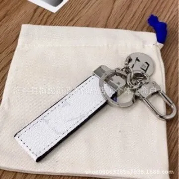 Louis Vuitton Leather Key Holder White with Black Trim