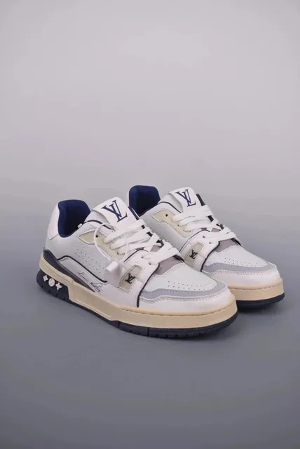 Louis Vuitton LV Trainer White Navy Beige