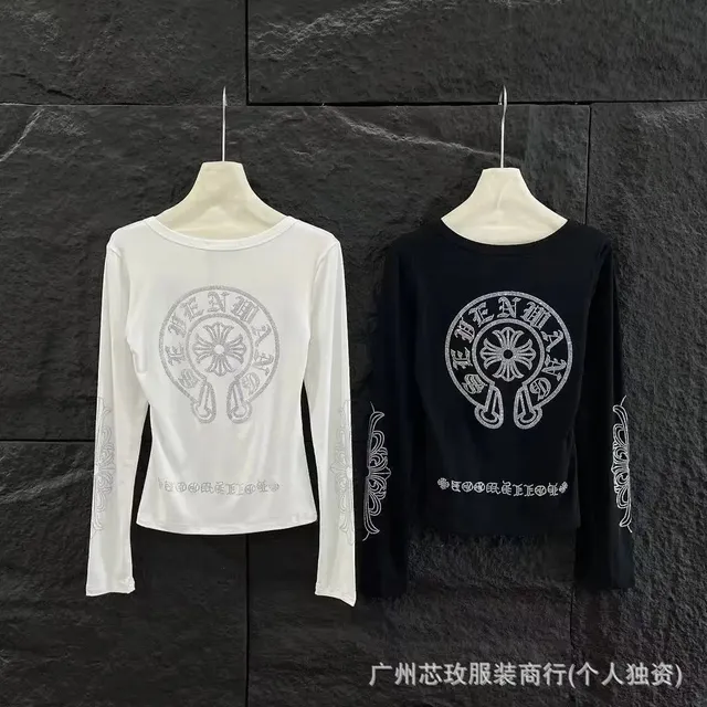 Chrome Hearts Long-Sleeve Top Crystal-Embellished Logo