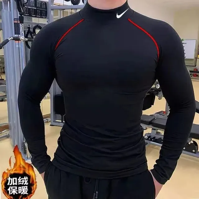Nike Tech Fleece Mock Neck Black with Red Accents