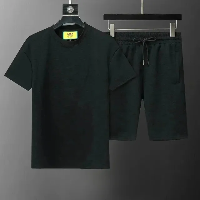Adidas T-Shirt and Shorts Set Jacquard Logo Pattern