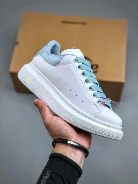 Alexander McQueen Oversized Sneaker White with Light Blue Accents