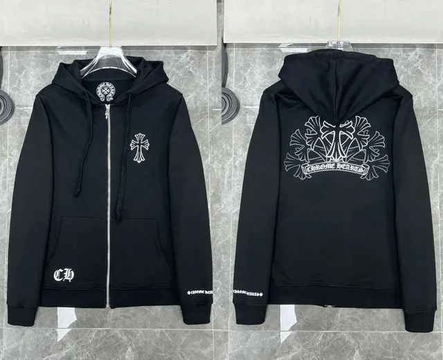 Chrome Hearts Zip-Up Hoodie Cross and Ginkgo Print