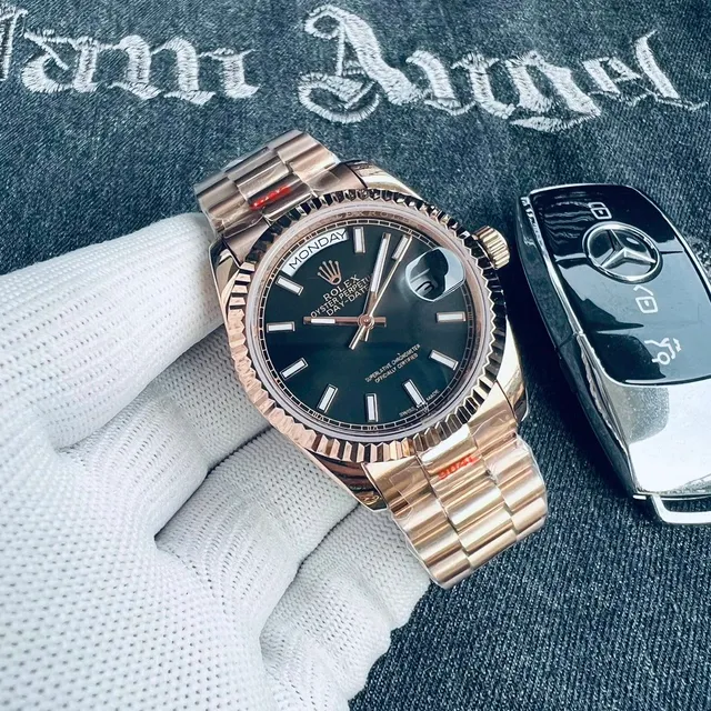 Rolex Oyster Perpetual Day-Date Black Dial with Stick Indices