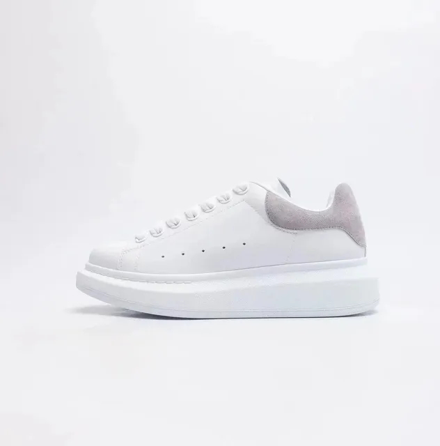 Alexander McQueen Oversized Sneaker White with Grey Suede Heel