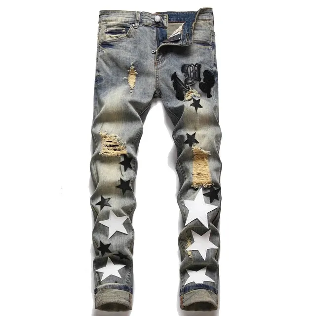 Amiri Star Patch Jeans Distressed with Star Appliqués
