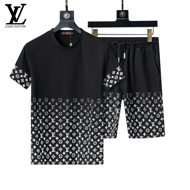 Louis Vuitton Monogram Print Set Black with White LV Monogram