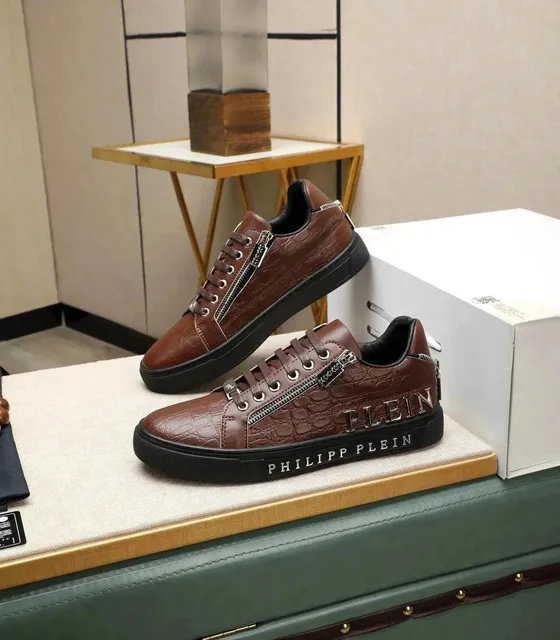 Philipp Plein Low-Top Sneaker Crocodile-Embossed with Zip Detail