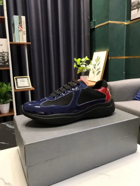 Prada Linea Rossa Sneaker Navy Patent with Red Accent