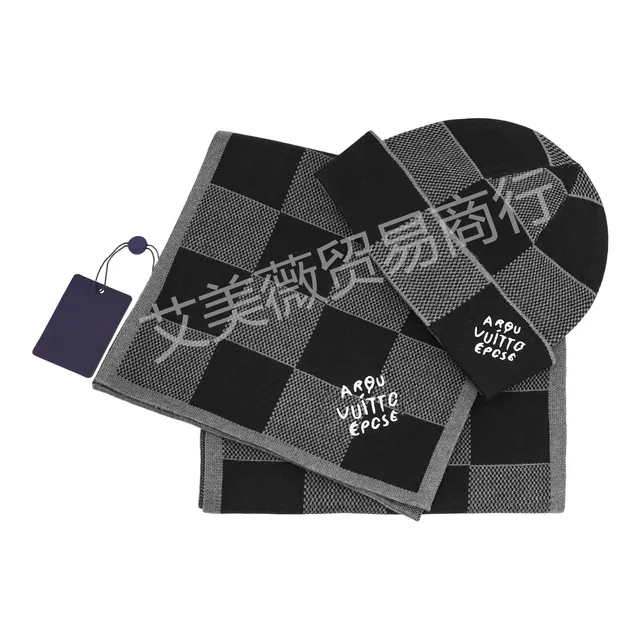 Louis Vuitton × Off-White Checkered Scarf and Beanie Set
