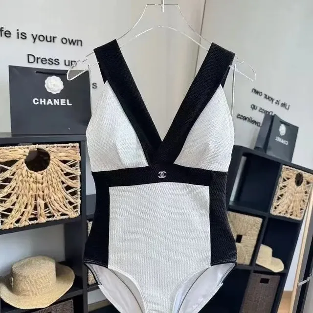 Chanel One-Piece Swimsuit Contrast Trim