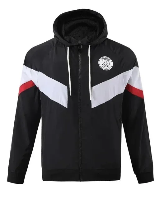 Paris Saint-Germain × Adidas Windbreaker Jacket Black White Red Panel