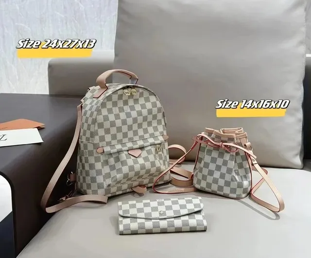 Louis Vuitton Damier Azur Check Set Checkerboard Canvas