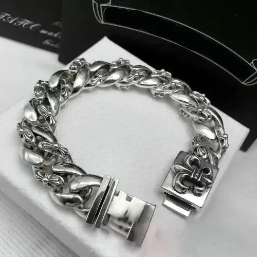 Chrome Hearts Curb Chain Bracelet Fleur-de-Lis Clasp