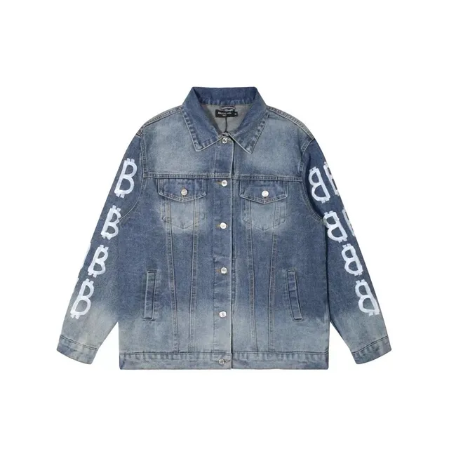 Balenciaga Denim Jacket Bitcoin Logo Print