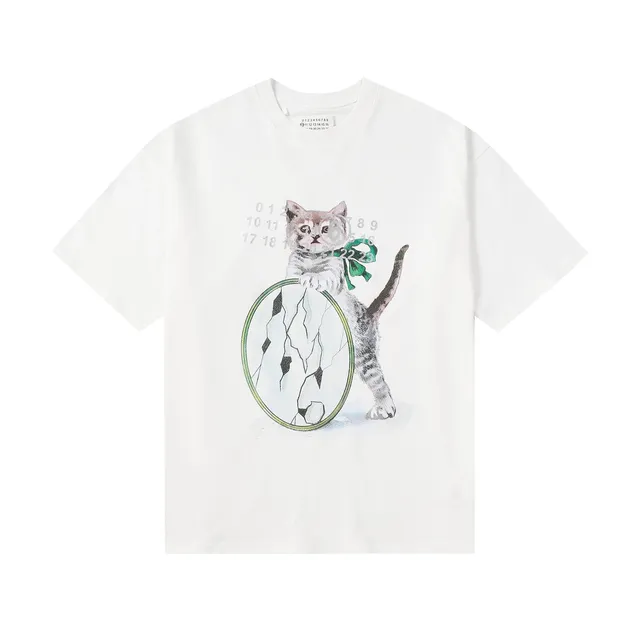 Maison Margiela Graphic T-Shirt Kitten with Cracked Ball Print