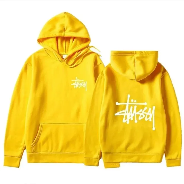 Stüssy Classic Hoodie Yellow with White Logo
