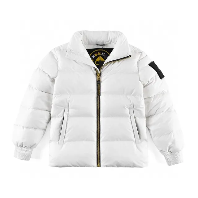 Fragment Design Puffer Jacket White with Gold Zip and Black Patch