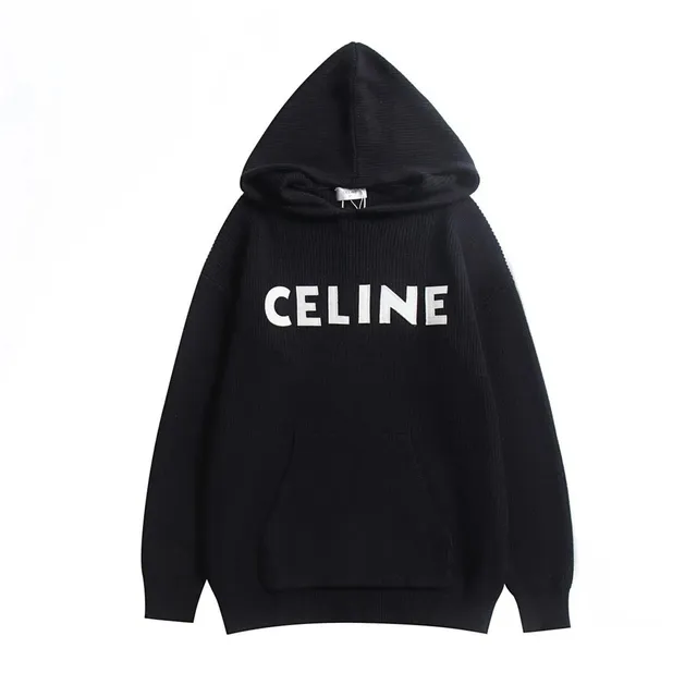 Celine Knit Hoodie Logo Print