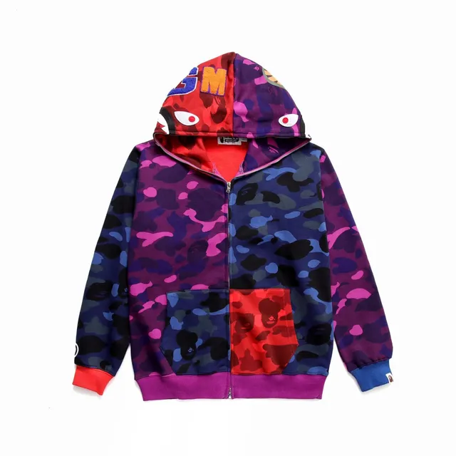 BAPE Shark Full Zip Hoodie Multi-Camo Split Color