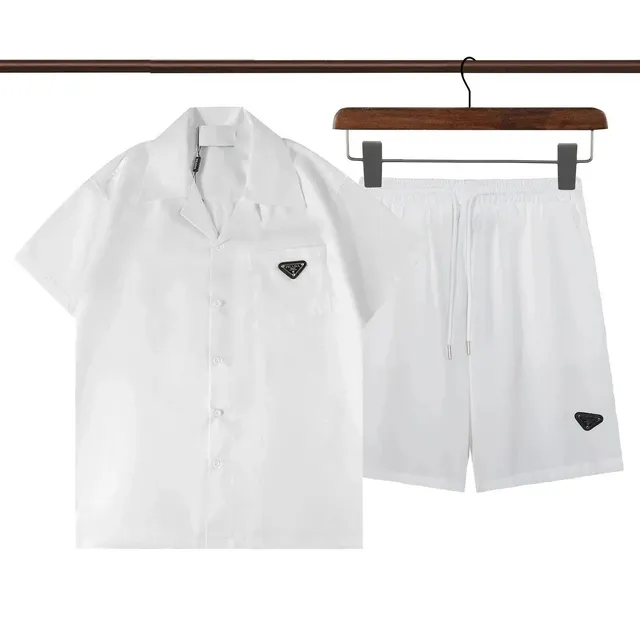 Prada Short-Sleeve Shirt and Shorts Set Triangular Logo