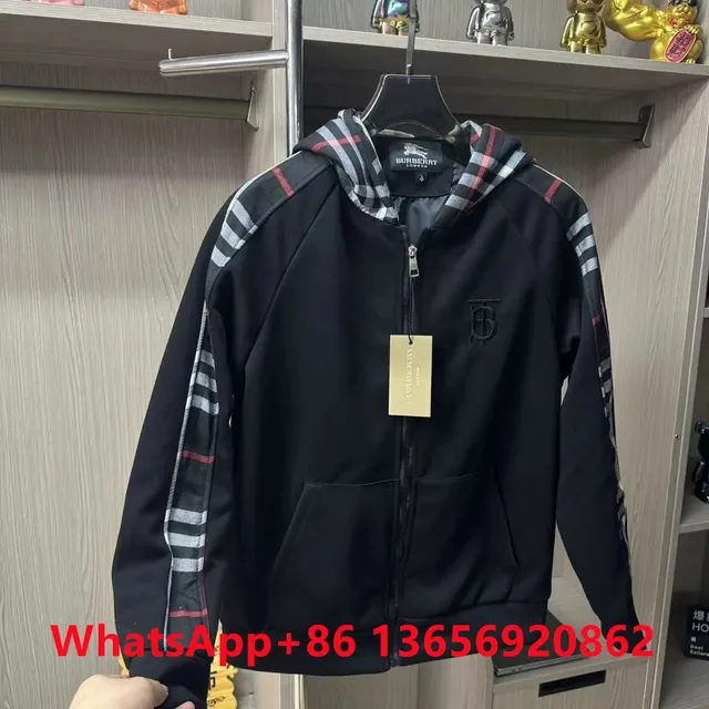 Burberry Zip-Up Hoodie Checkered Sleeve