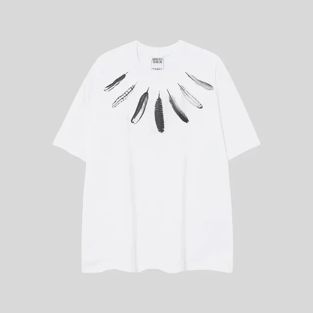 Marc Jacobs Feather Print T-Shirt Black Feather Graphic