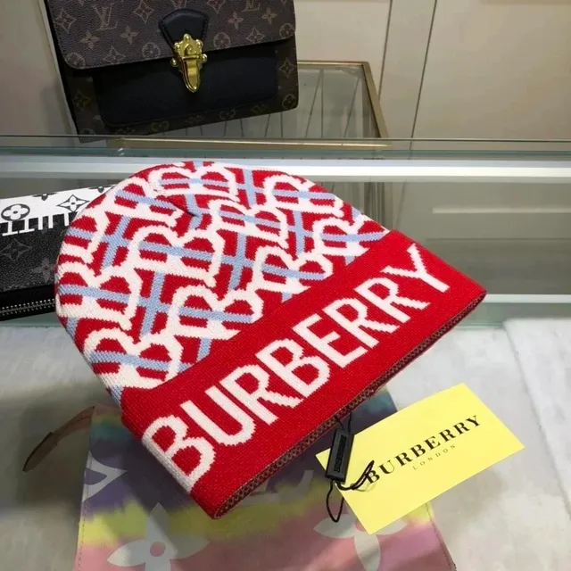Burberry Knit Beanie Monogram Intarsia
