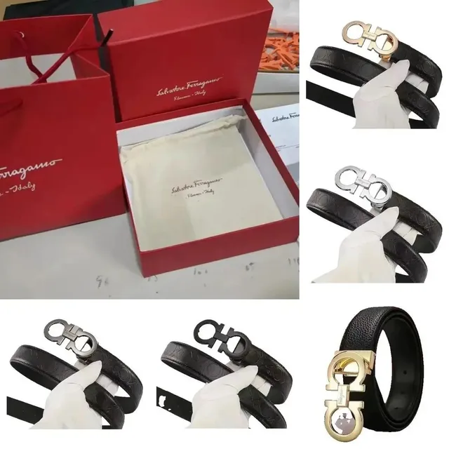 Ferragamo Gancini Belt Embossed Leather