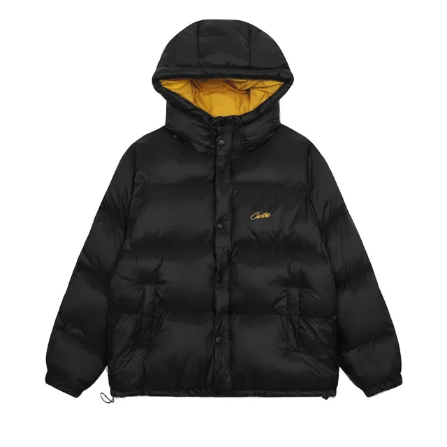 Corteiz Puffer Jacket Black with Gold Logo