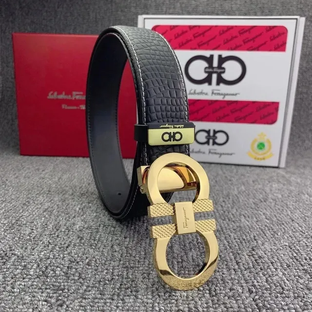 Ferragamo Gancini Belt Crocodile-Embossed