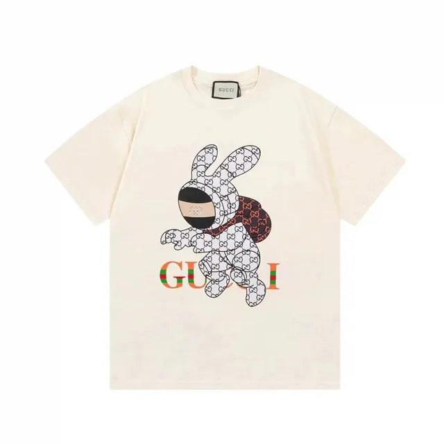 Gucci Rabbit Graphic Tee GG Monogram Rabbit Print