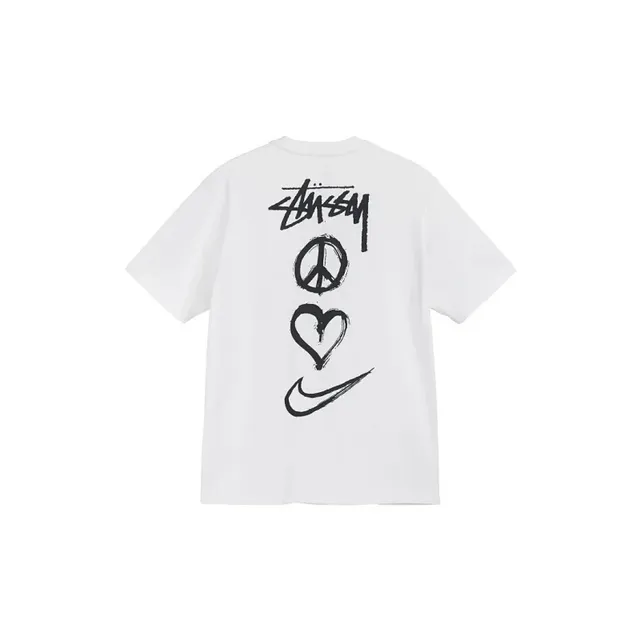Stüssy × Nike Peace Heart Swoosh Tee White