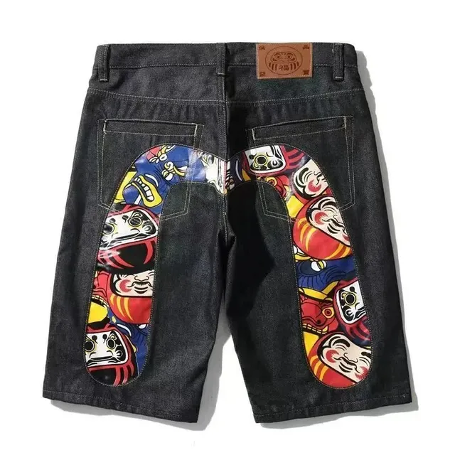 BAPE Denim Shorts Daruma Print