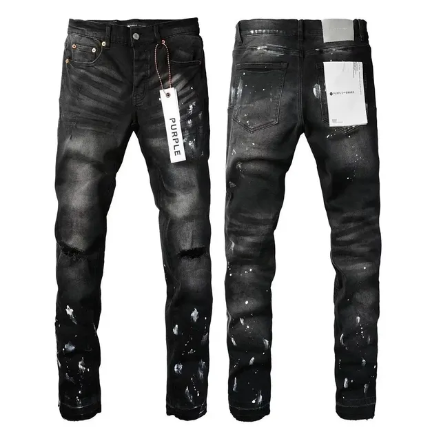 Purple Brand Distressed Slim Fit Jeans Paint Splatter