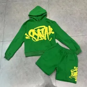 Off-White Hoodie and Shorts Set Graffiti Print