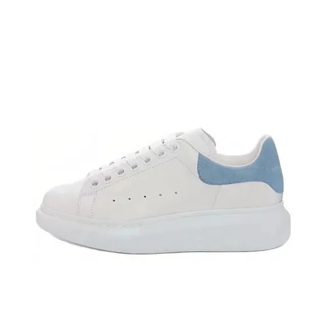 Alexander McQueen Oversized Sneaker White with Blue Suede Heel