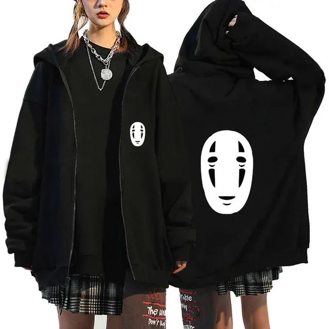 Zip-Up Hoodie No-Face Print